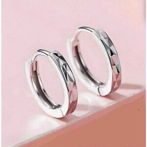 Sterling Silver Geometric Hoop Earrings Modern Minimalist Sleek Chunky